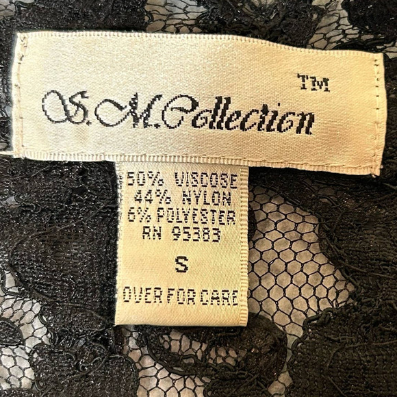 S.M Collection Top Womens S Black Lace‎ Beaded Dressy Embellished Holiday Party - Picture 3 of 11